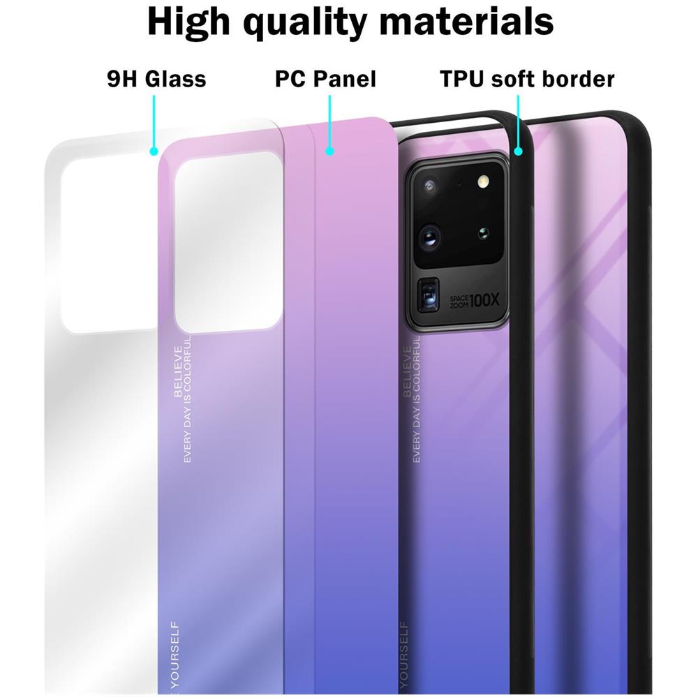 Cadorabo Custodia Compatibile Con Samsung Galaxy S20 Ultra In Rosa - Blu - Coperchio Protettivo Bicolore In Vetro Temperato E Silicone Tpu - Foto 7