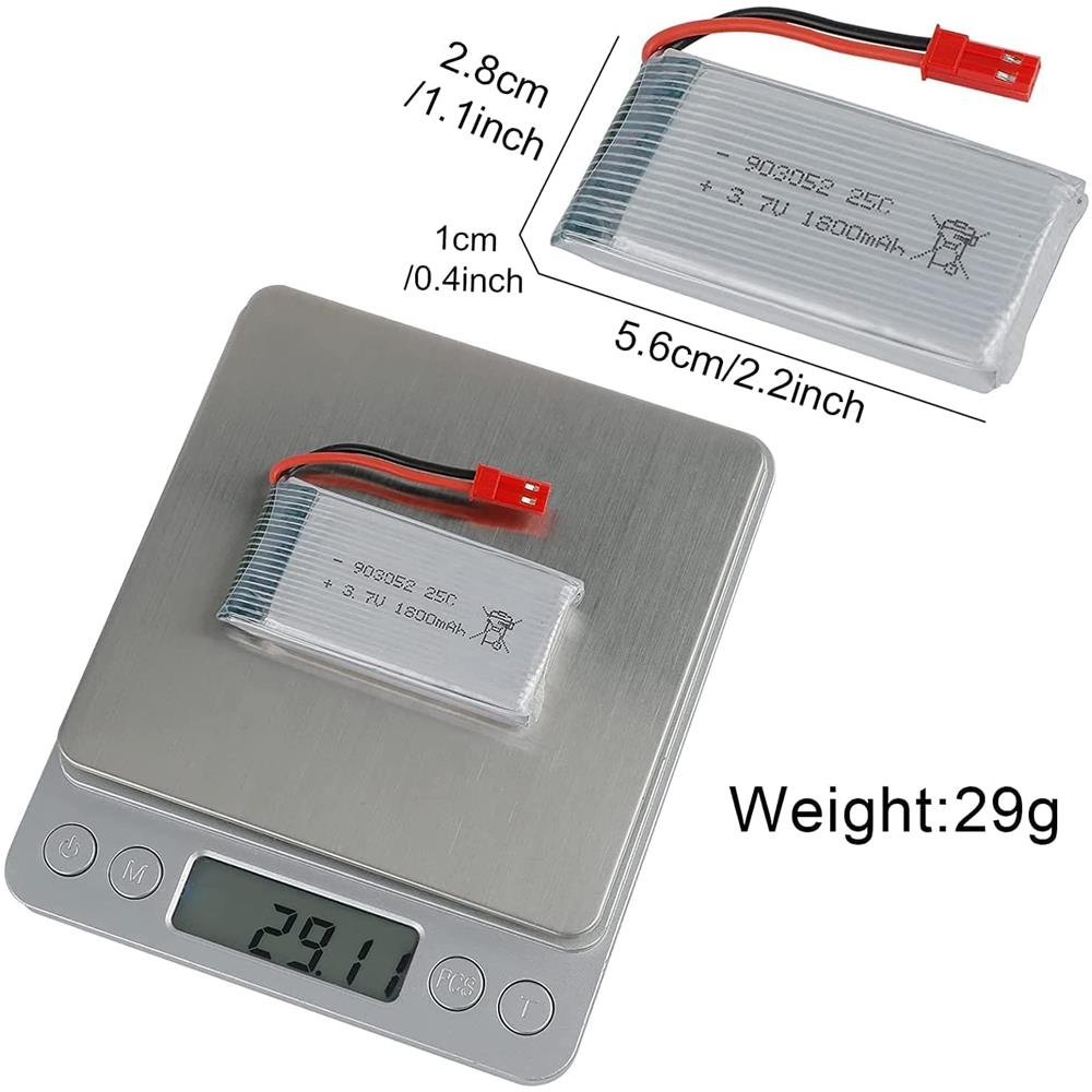 2 Pezzi Batteria Li-po Da 3.7v 1800mah 25c Con Spina Jst Per Quadricottero Jjrc H11d H11c Hq898b Elicottero Rc - Foto 3