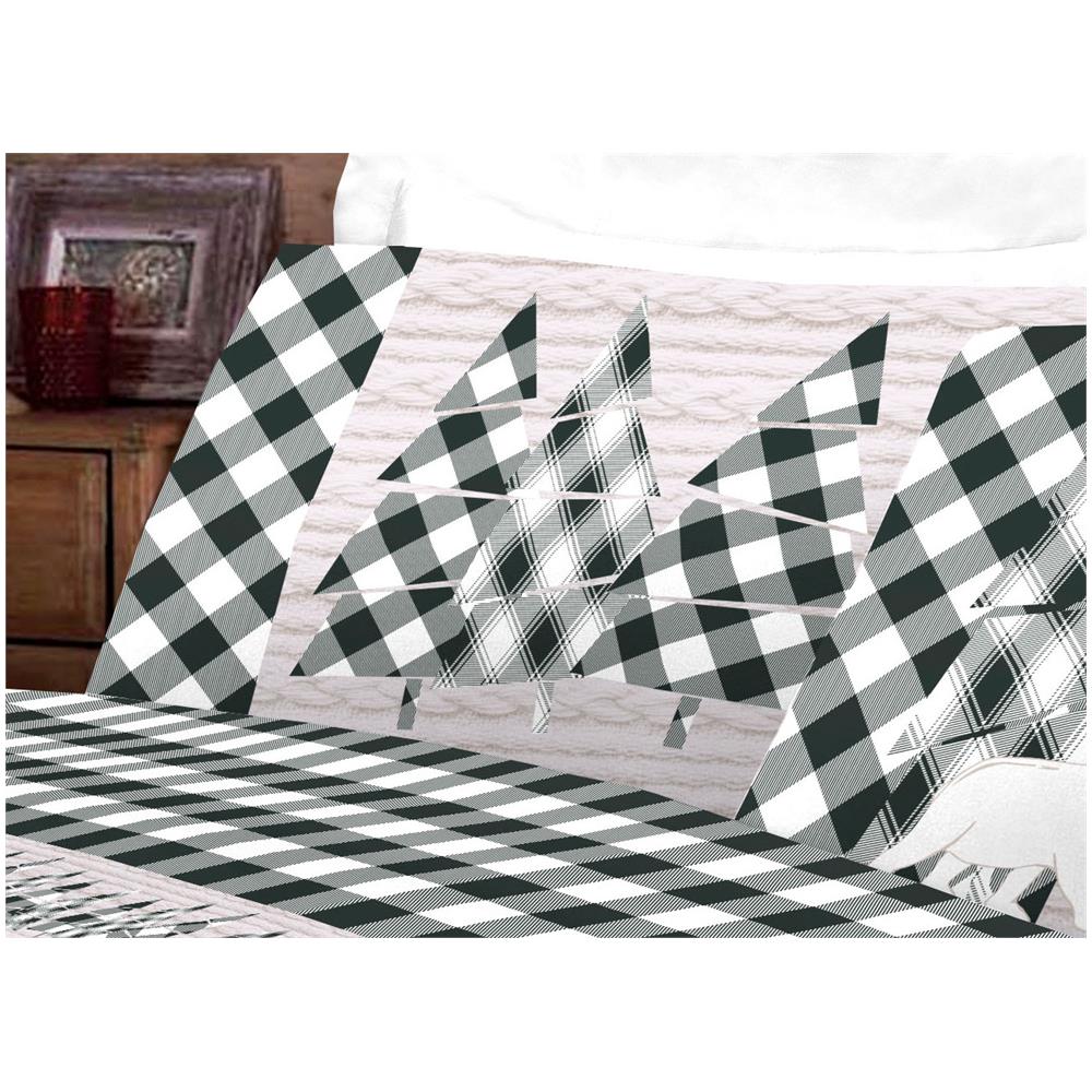 Completo Lenzuola Letto Pensieri Delicati 100% Cotone Dis. Canada Singolo Grigio - Foto 2