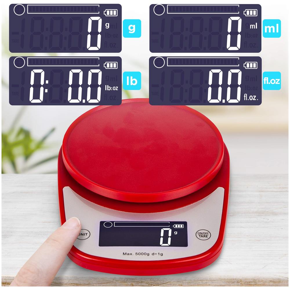 Ks865 Bilancia Da Cucina Digitale Ultrasottile - Portata 1g / 5 Kg - Alta Precisione - Funzione Tara - Superficie In Vetro - Foto 2
