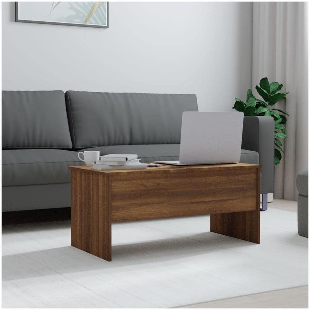 Tavolino Rovere Marrone 102x50,5x46,5 Cm In Legno Multistrato - Foto 2