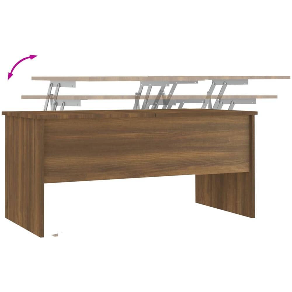 Tavolino Rovere Marrone 102x50,5x46,5 Cm In Legno Multistrato - Foto 7