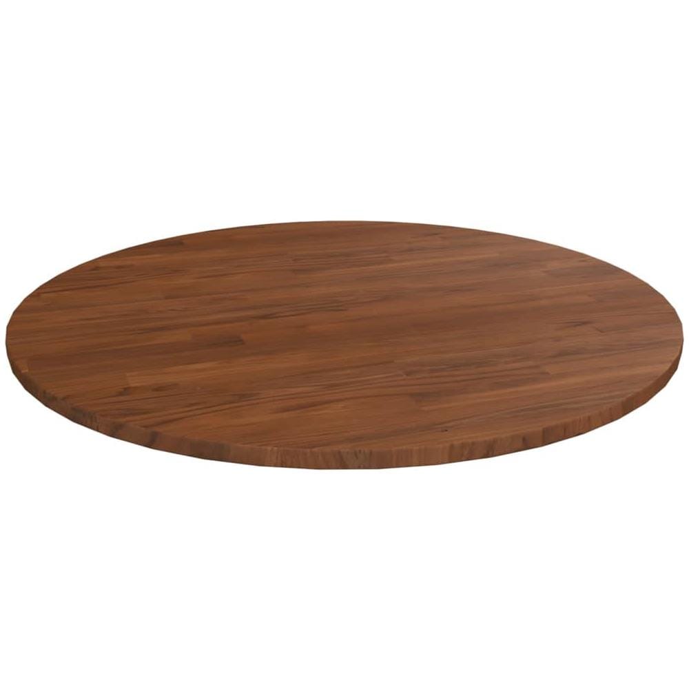 Piano Tavolo Rotondo Marrone Scuro 90x1,5 Cm Rovere Trattato - Foto 1