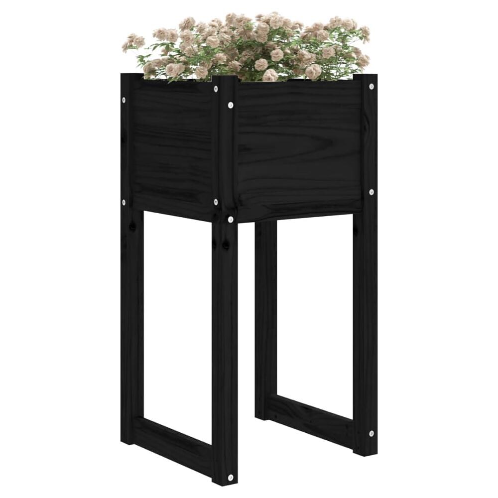 Fioriere 2 pz Nero 40x40x81 cm in Legno Massello di Pino - Foto 2