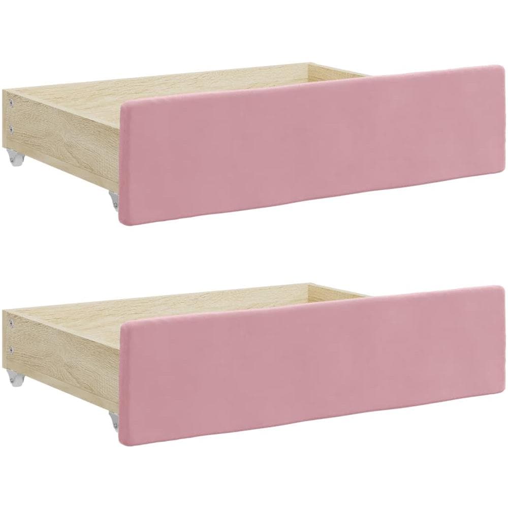 Cassetti Da Letto 2pz Rosa In Legno Multistrato E Velluto - Foto 2
