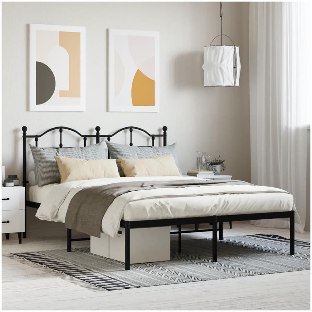 Giroletto Con Testiera In Metallo Nero 140x190 Cm - Foto 1