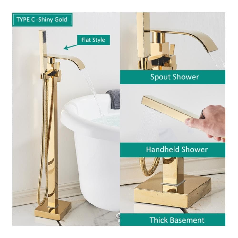 Rubinetto per vasca da bagno indipendente, Blackswan, tipo M88, modello oro lucido, misura 98 cm - Foto 2