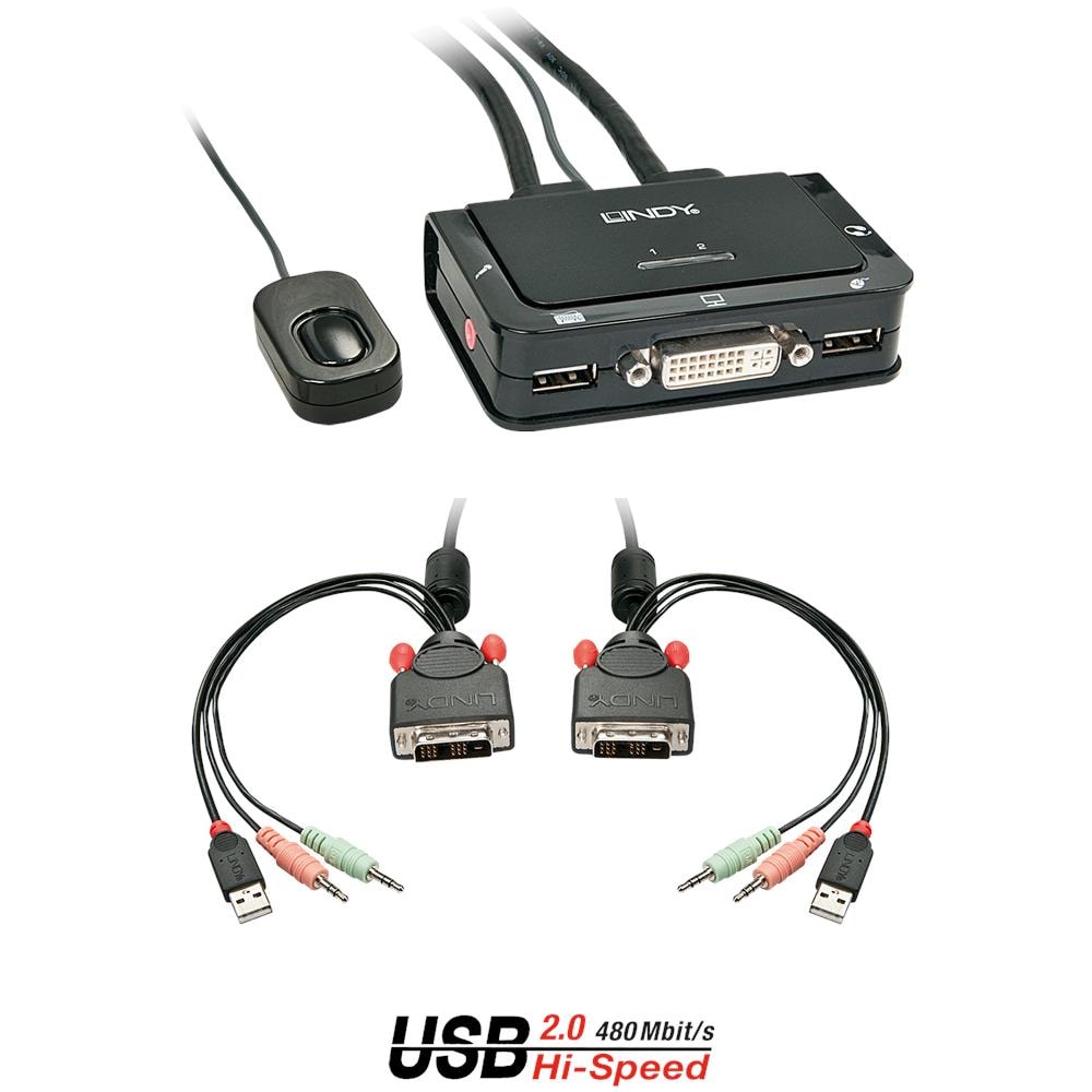 KVM Switch Compact USB Audio DVI, 2 Porte - Foto 1