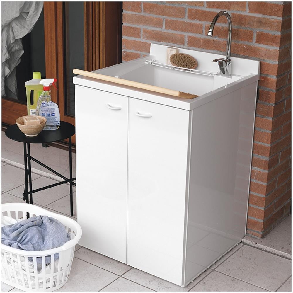 Mobile Lavatoio Da Esterno   Forte A 1 Anta Con Asse Bianco - 45 Cm Bianco A Magazzino - Foto 2