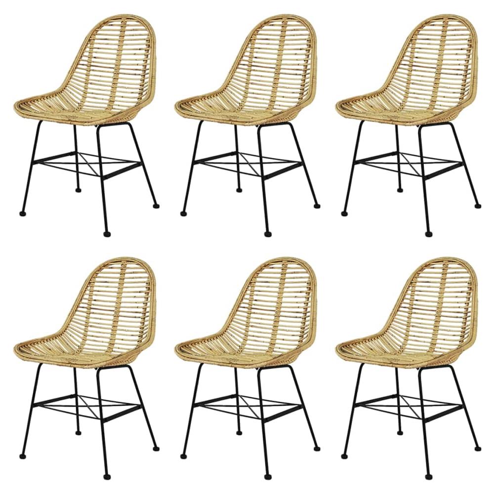 Sedie Da Pranzo Set 6 Pz In Rattan Naturale - Foto 1