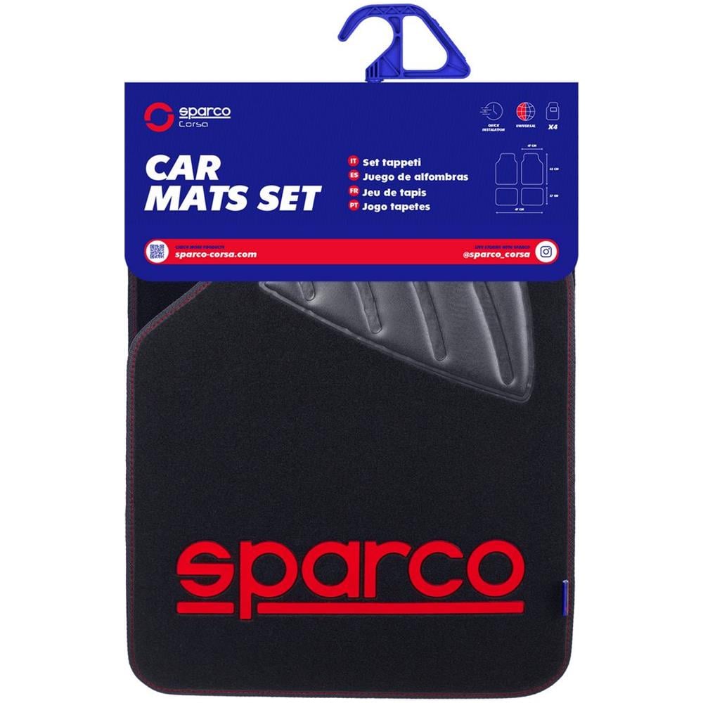 Set Spc19 Completo Tappetini Universali Auto Moquette Nero /rosso Poliestere - Foto 3