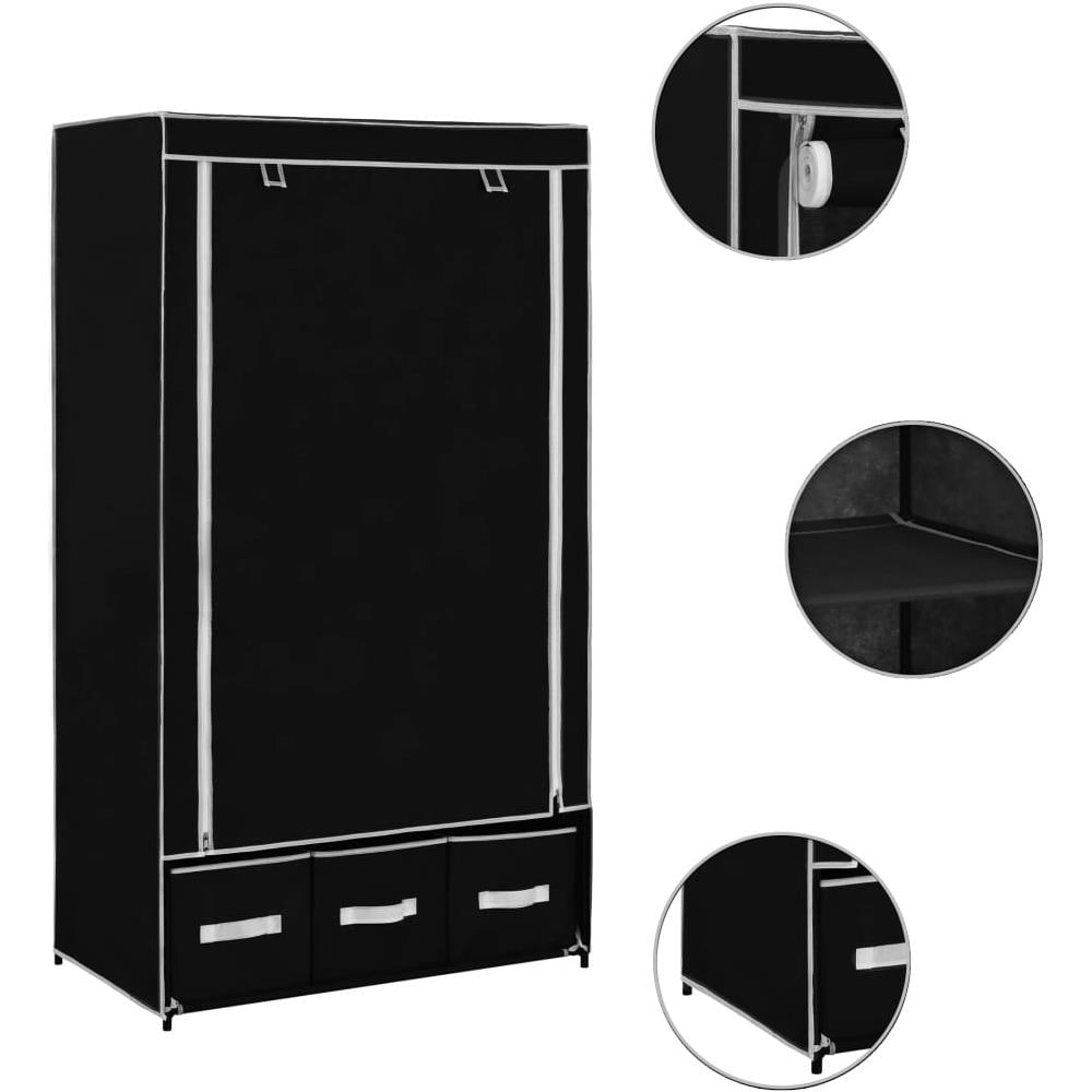 Armadio Nero 87x49x159 Cm In Tessuto - Foto 2