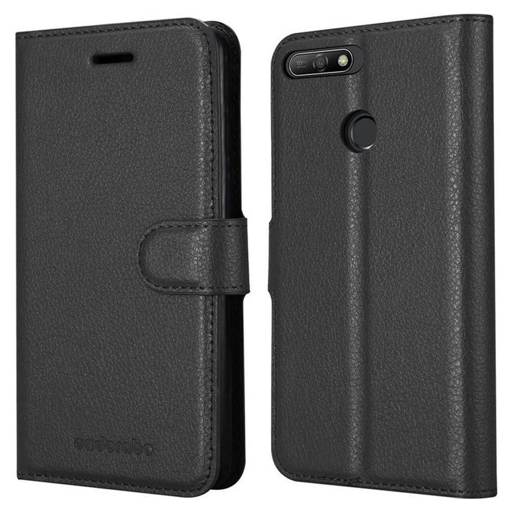 Custodia Compatibile Con Huawei Y6 Prime In Nero Carbone - Coperchio Protettiva Con Chiusura Magnetica, Funzione Stand E Tasca Per Le Carte - Foto 8