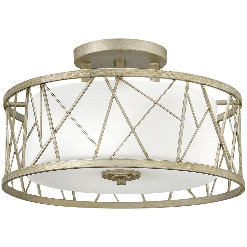 Plafoniera Semi Flush 3 Luci Foglia Argento, Attacco E27 - Foto 1