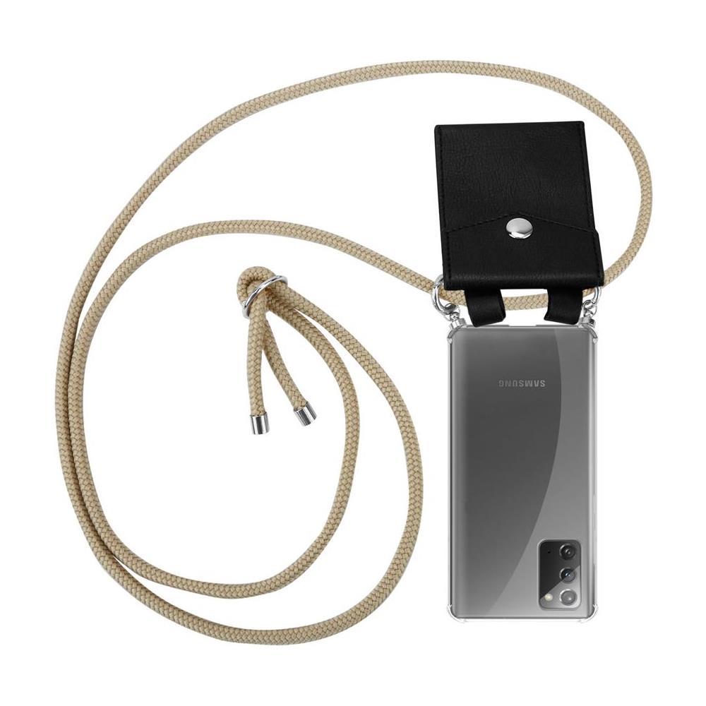 Catena Di Telefoni Cellulari Compatibile Con Samsung Galaxy Note 20 In Marrone Brillante - Coperchio Protettivo In Silicone Con Anelli D'argento, Cinturino In Corda E Custodia Staccabile - Foto 1