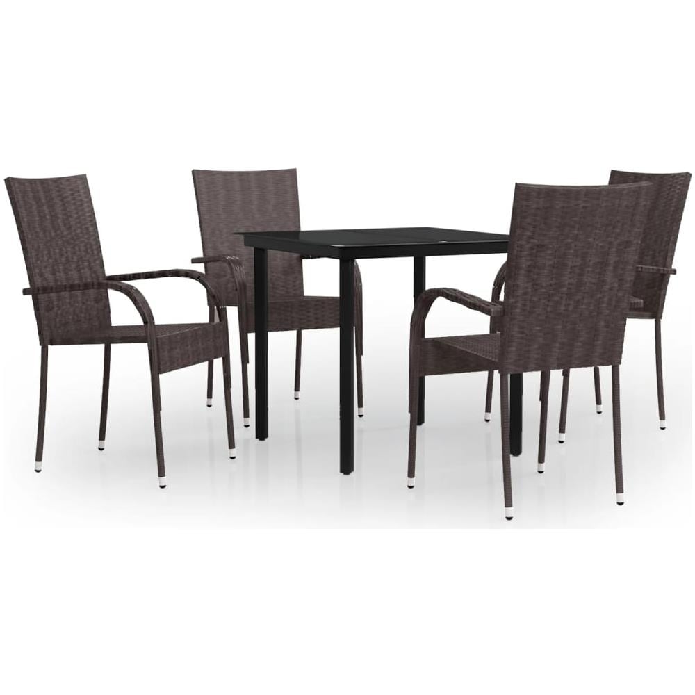 Set Da Pranzo Da Giardino 5 Pz Marrone E Nero - Foto 2