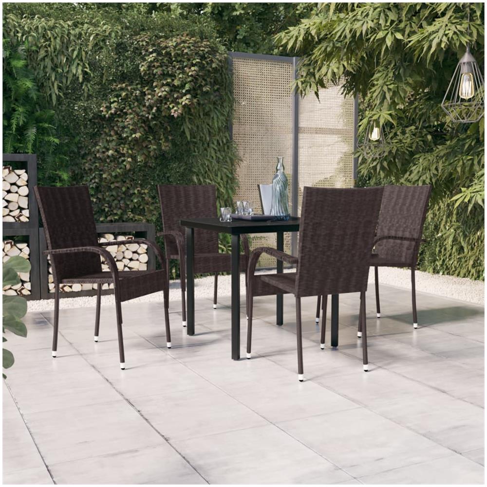 Set Da Pranzo Da Giardino 5 Pz Marrone E Nero - Foto 1