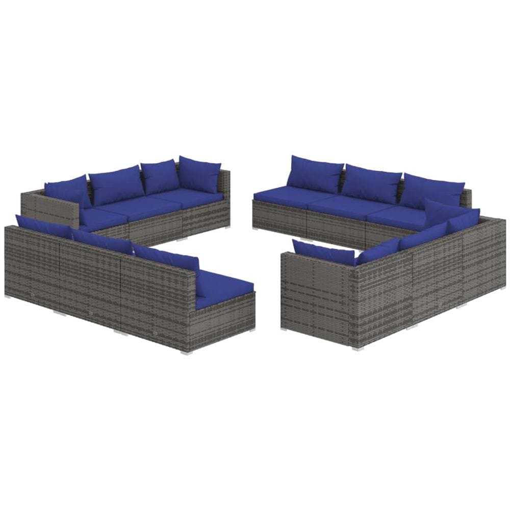 Set Divano Giardino 3 Pezzi VidaXL - Polyrattan Grigio Con Cuscini, Acciaio Verniciato - Foto 10