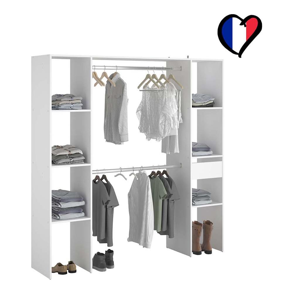 Elysee Armadio A Vista 6 Ripiani, 1 Cassetto, 2 Barre Appendiabiti 180x40x180 - Foto 2