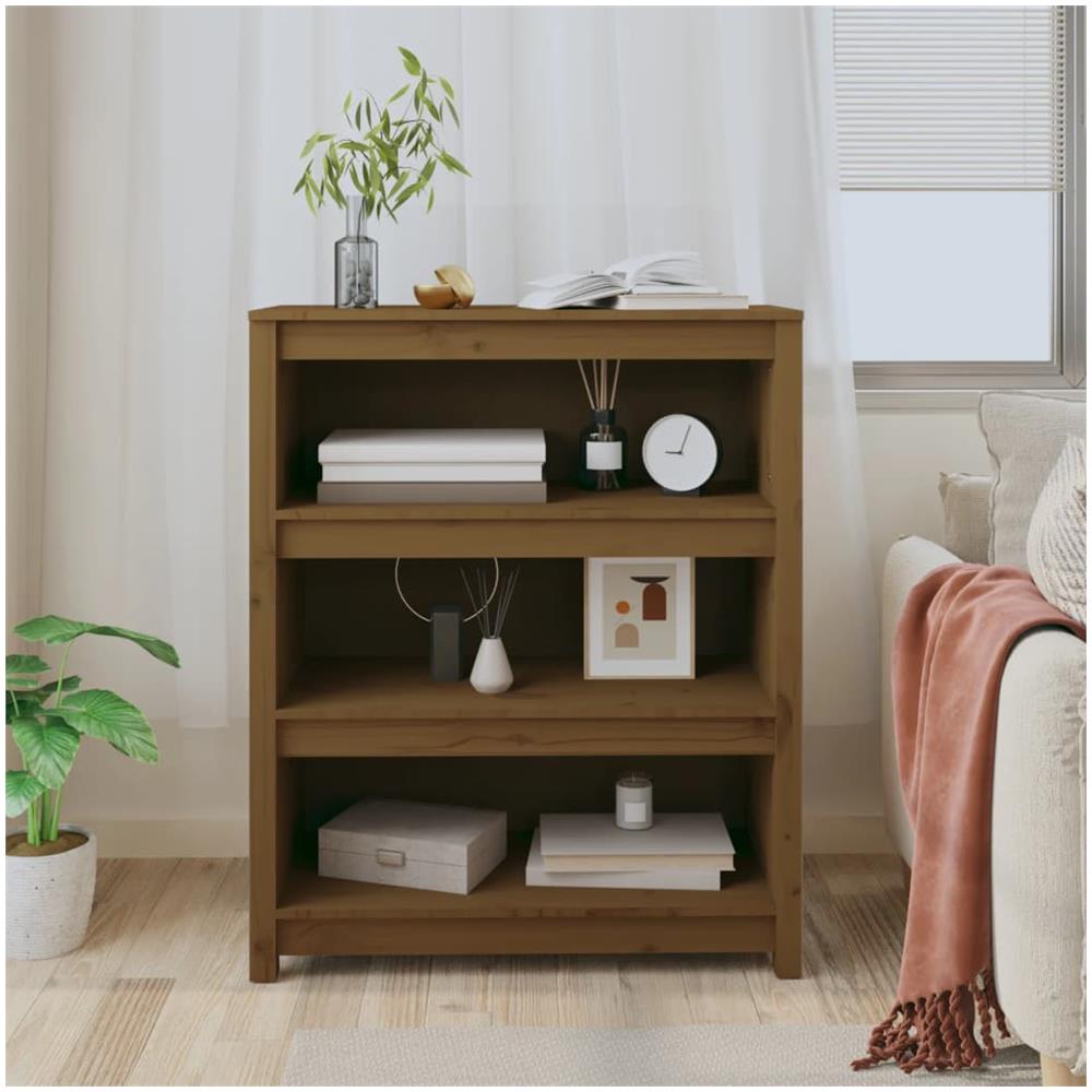Libreria Marrone Miele 80x35x97 Cm In Legno Massello Di Pino - Foto 4