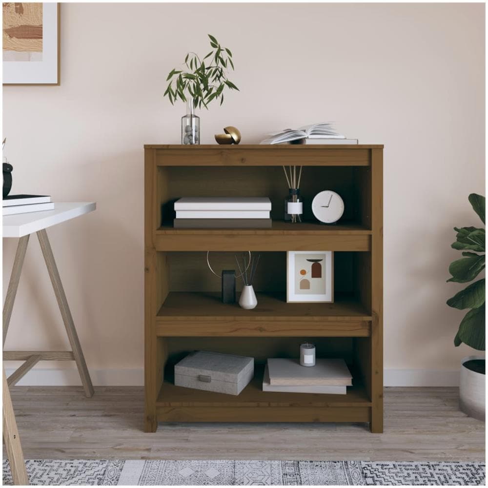 Libreria Marrone Miele 80x35x97 Cm In Legno Massello Di Pino - Foto 1