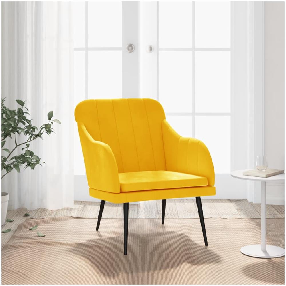 Poltrona Gialla 63x76x80 Cm Velluto - Foto 1