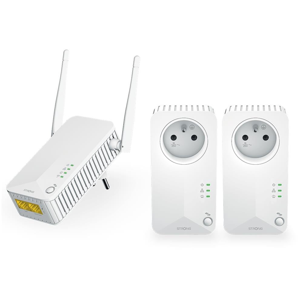 Powerline WiFi 600 Triple Pack V2 Confezione Tripla di 2 Adattatori Powerline 600 + Adattatore Powerline Wi-Fi 600 Colore Bianco - Foto 1