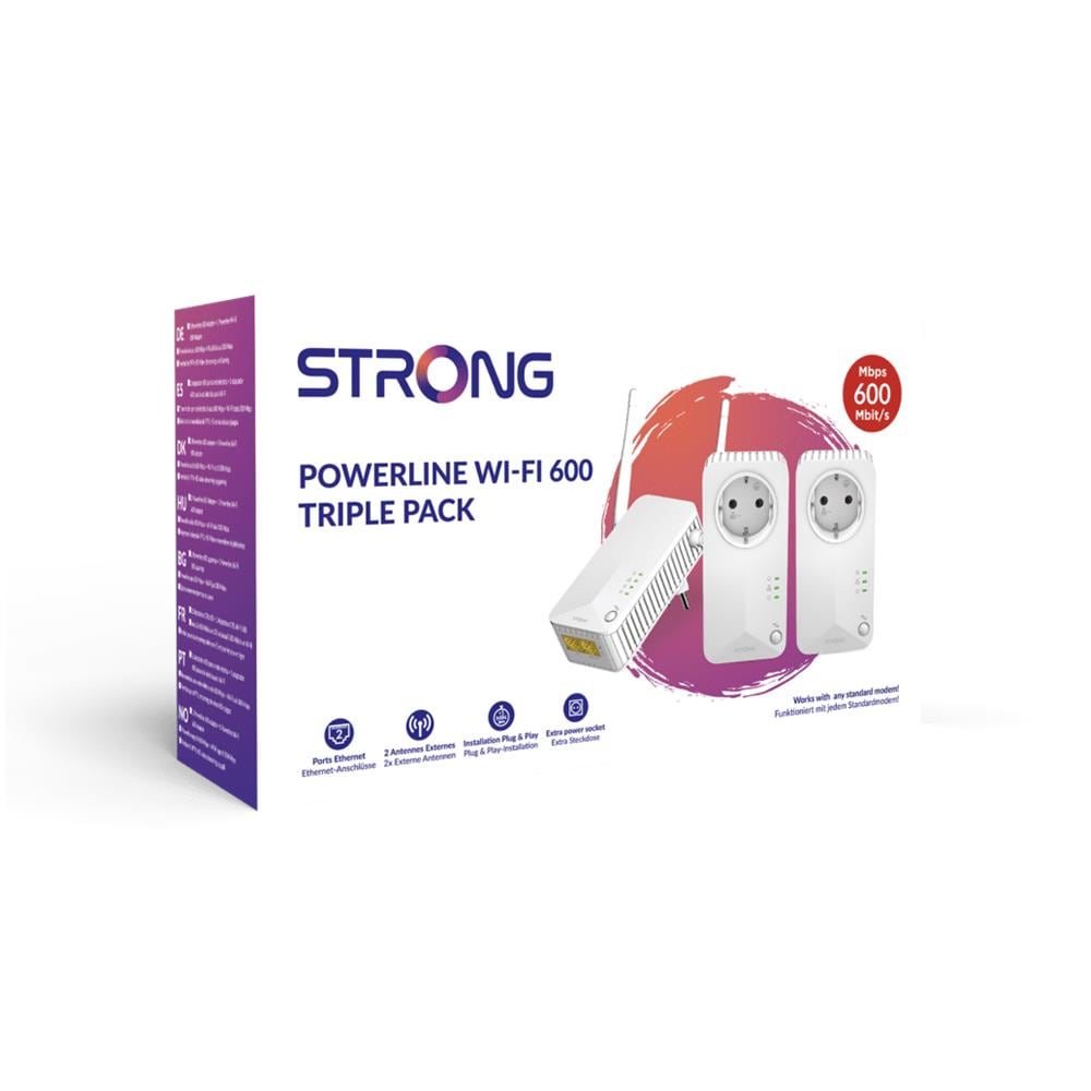 Powerline WiFi 600 Triple Pack V2 Confezione Tripla di 2 Adattatori Powerline 600 + Adattatore Powerline Wi-Fi 600 Colore Bianco - Foto 2