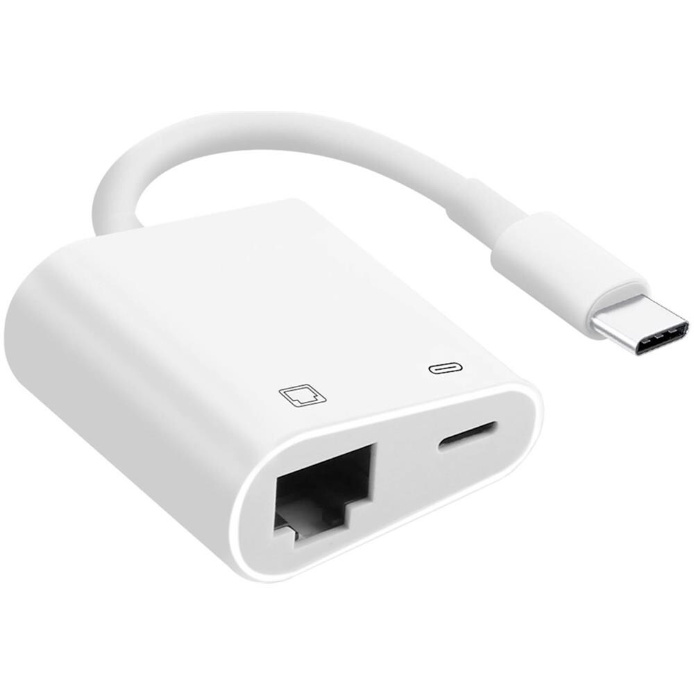 Adattatore Usb-c A Ethernet + Usb-c Carica E Connessione Internet Stabile Bianco - Foto 1