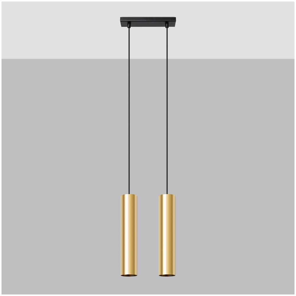 Lampada A Sospensione Lagos 2 Oro Lucido Sl. 1241 - Moderno Lampade A Sospensione Splendore Dorato 90x30x6 Cm - Foto 2
