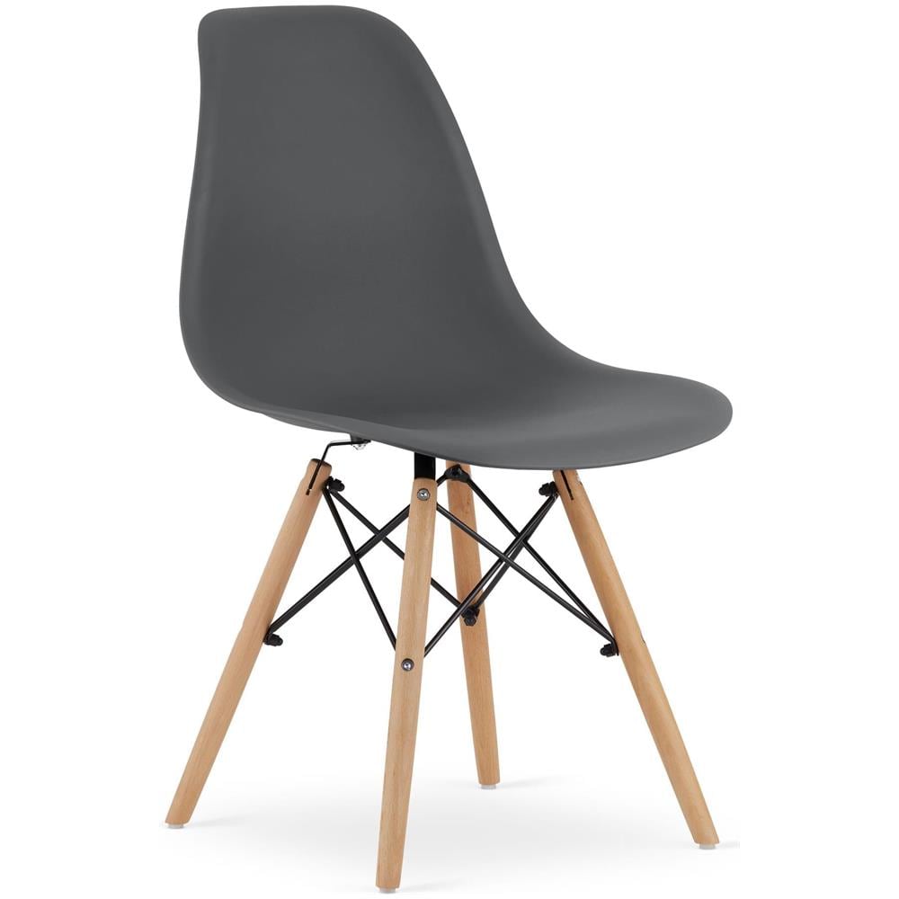 Sedia OSAKA con gambe naturali grigio scuro per soggiorno - Foto 1