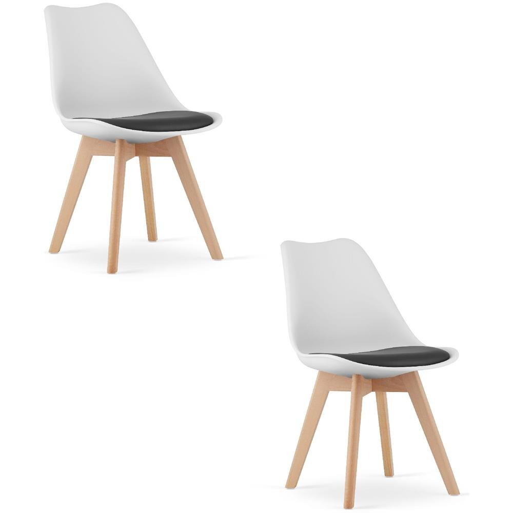 Sedia RIXK nera e bianca con gambe naturali x 2 - Foto 1