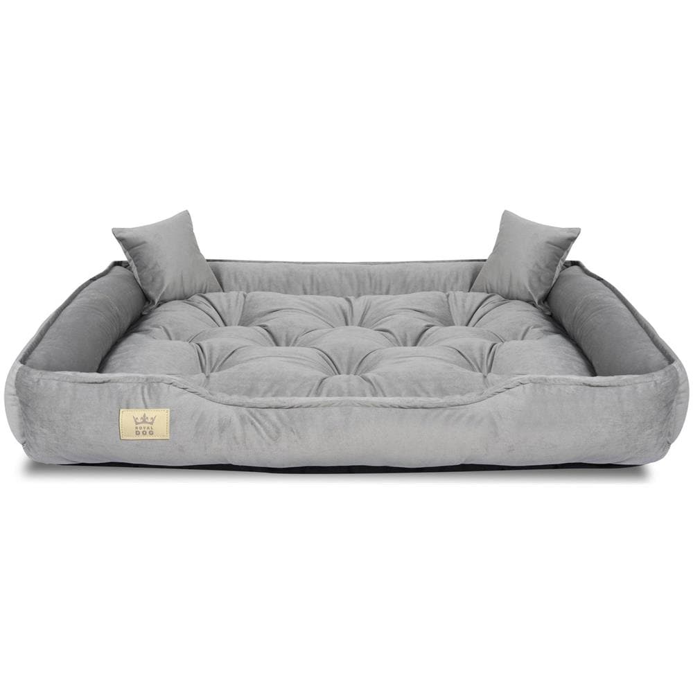 Cuccia per cani 130x105 cm in velluto grigio con cuscino impermeabile - Foto 1
