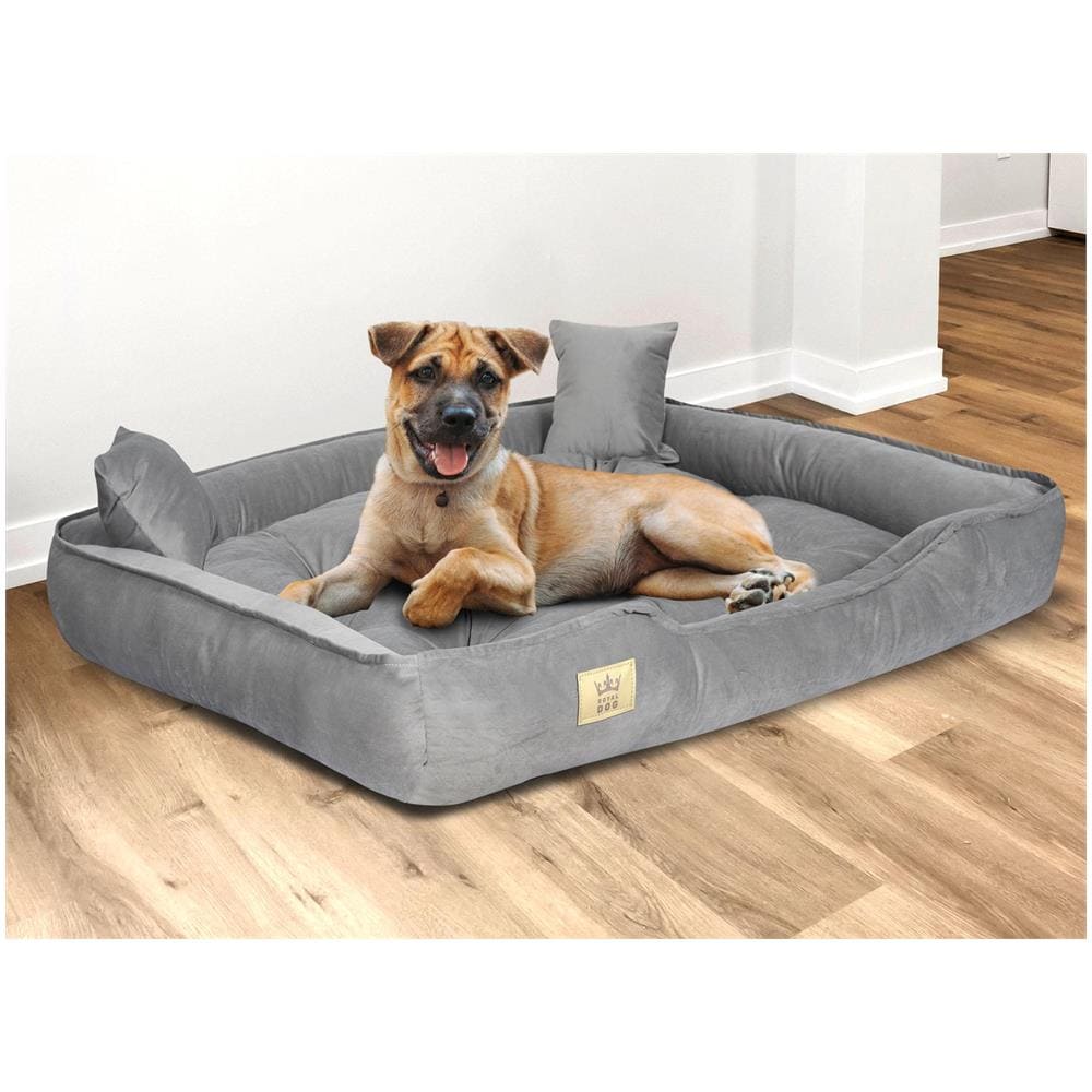 Cuccia per cani 130x105 cm in velluto grigio con cuscino impermeabile - Foto 5