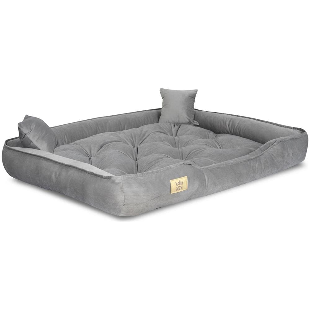 Cuccia per cani 130x105 cm in velluto grigio con cuscino impermeabile - Foto 2