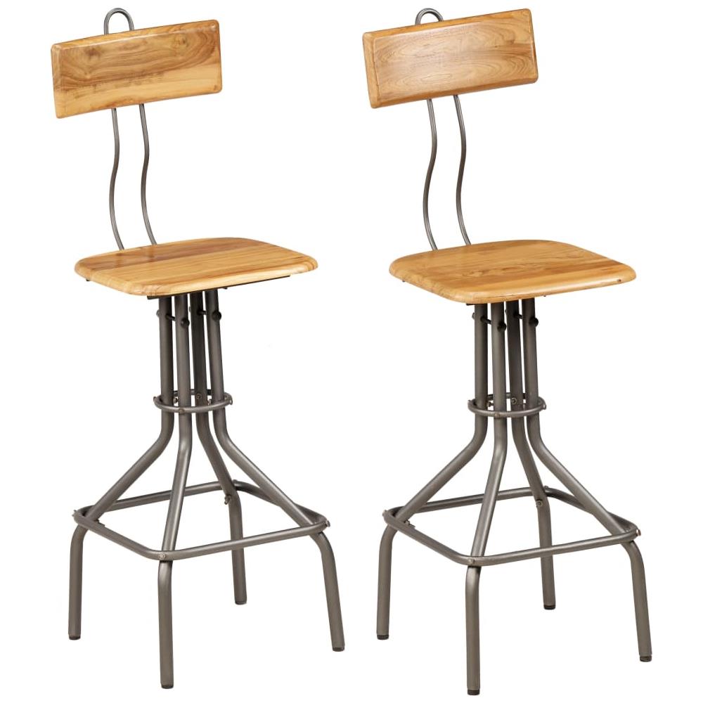 Sgabelli Da Bar 2 Pz In Teak Massello Di Recupero 41x51x102 Cm - Foto 1