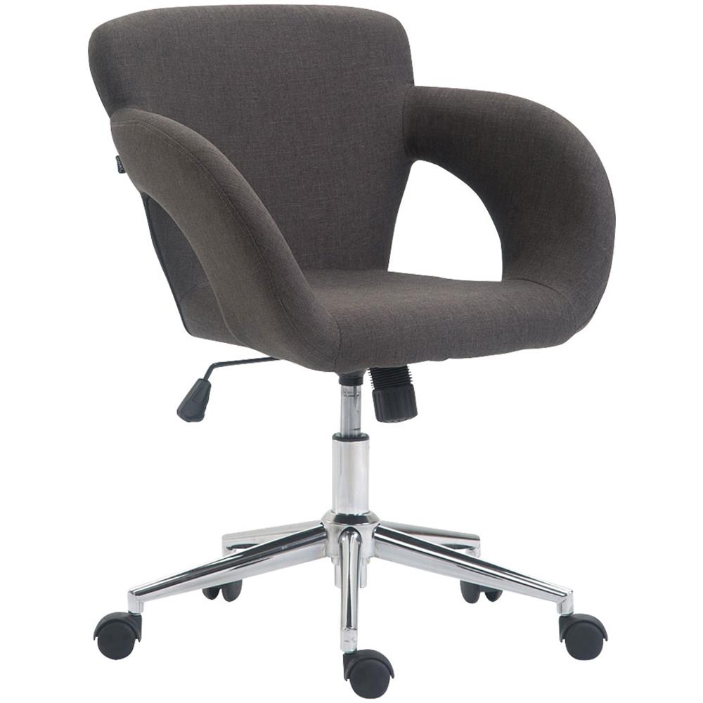 Sedia da Ufficio Edison in Tessuto - Sedia Design da Scrivania Imbottita e Oscillante - Poltrona Studio Regolabile in Altezza con 5 Ruote e Telaio in Metallo Cromato Grigio Scuro - Foto 1