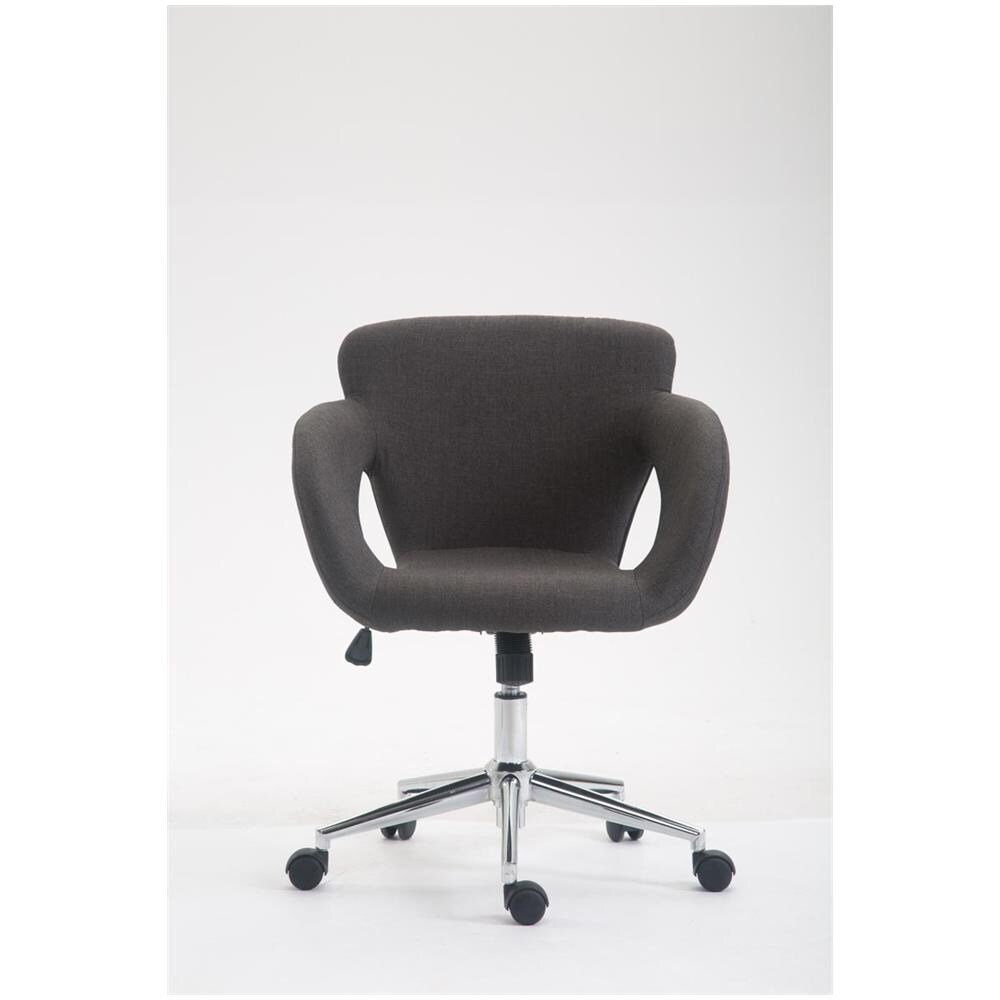 Sedia da Ufficio Edison in Tessuto - Sedia Design da Scrivania Imbottita e Oscillante - Poltrona Studio Regolabile in Altezza con 5 Ruote e Telaio in Metallo Cromato Grigio Scuro - Foto 2