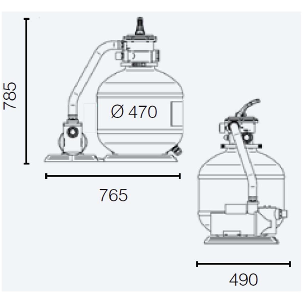 New Plast Gruppo Filtrante Filtro Sabbia 8 M3 Tf / s 800 Pompa 0,60 Hp Valvola Selettrice 6 Vie Carica 50 Kg Sabbia Quarzifera Montato Basamento Plastica Fornito Portagomma Fascette Inox Protezione Ipx5 Termoprotettore Autoripristinante - Foto 2