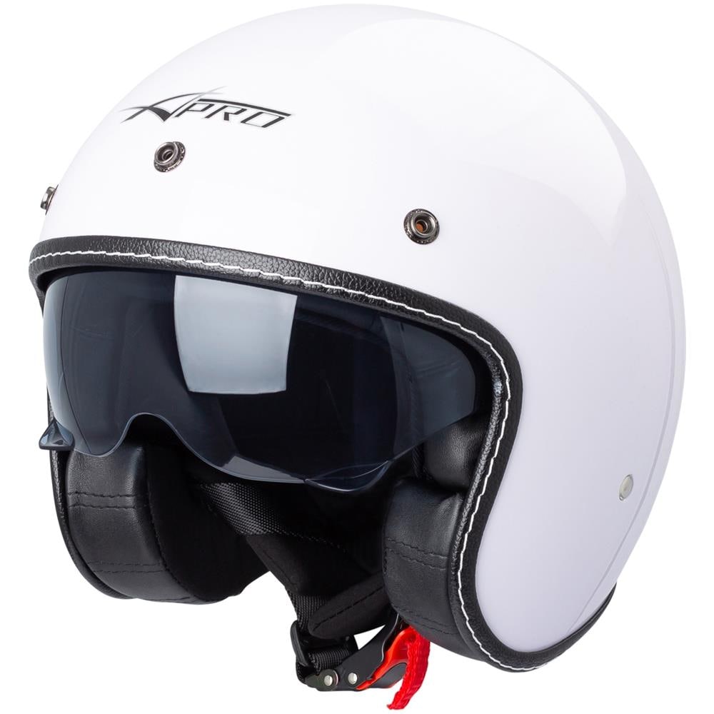 Casco Moto Jet Cafe Racer Omologato Ece 22-05 Parasole Scooter Bianco Xs - Foto 1