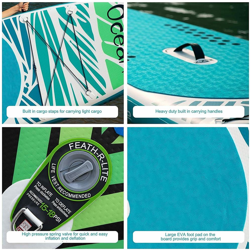 Sup Stand Up Paddle Tavola Pagaia Surf Board Gonfiabile Ocean 10'6"" E Tutti Gli Accessori 320cm X 83cm X 15cm Portata 150kg 3 Pinne - Foto 2