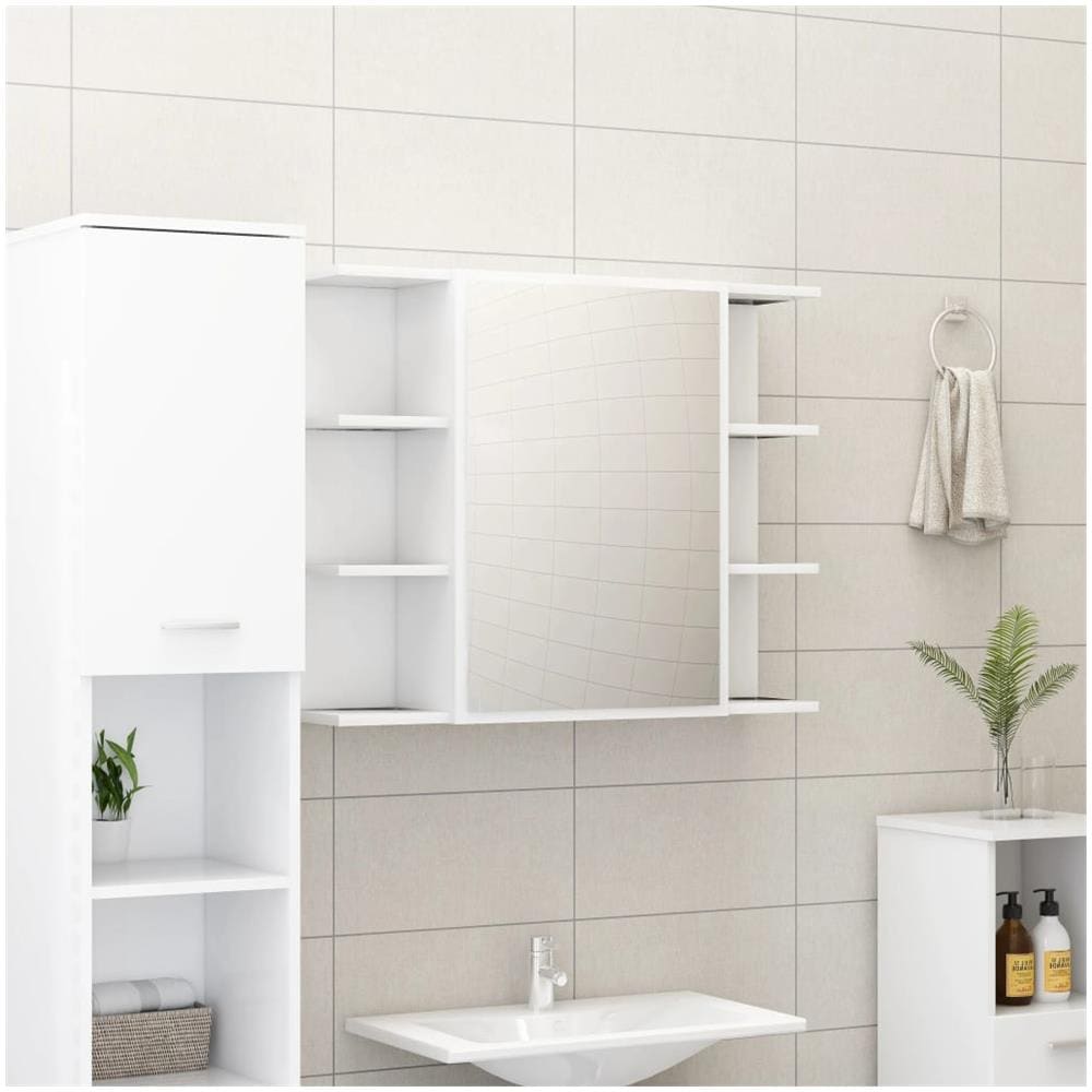 Armadio da Bagno Bianco 80x20,5x64 cm in Legno Multistrato - Foto 1