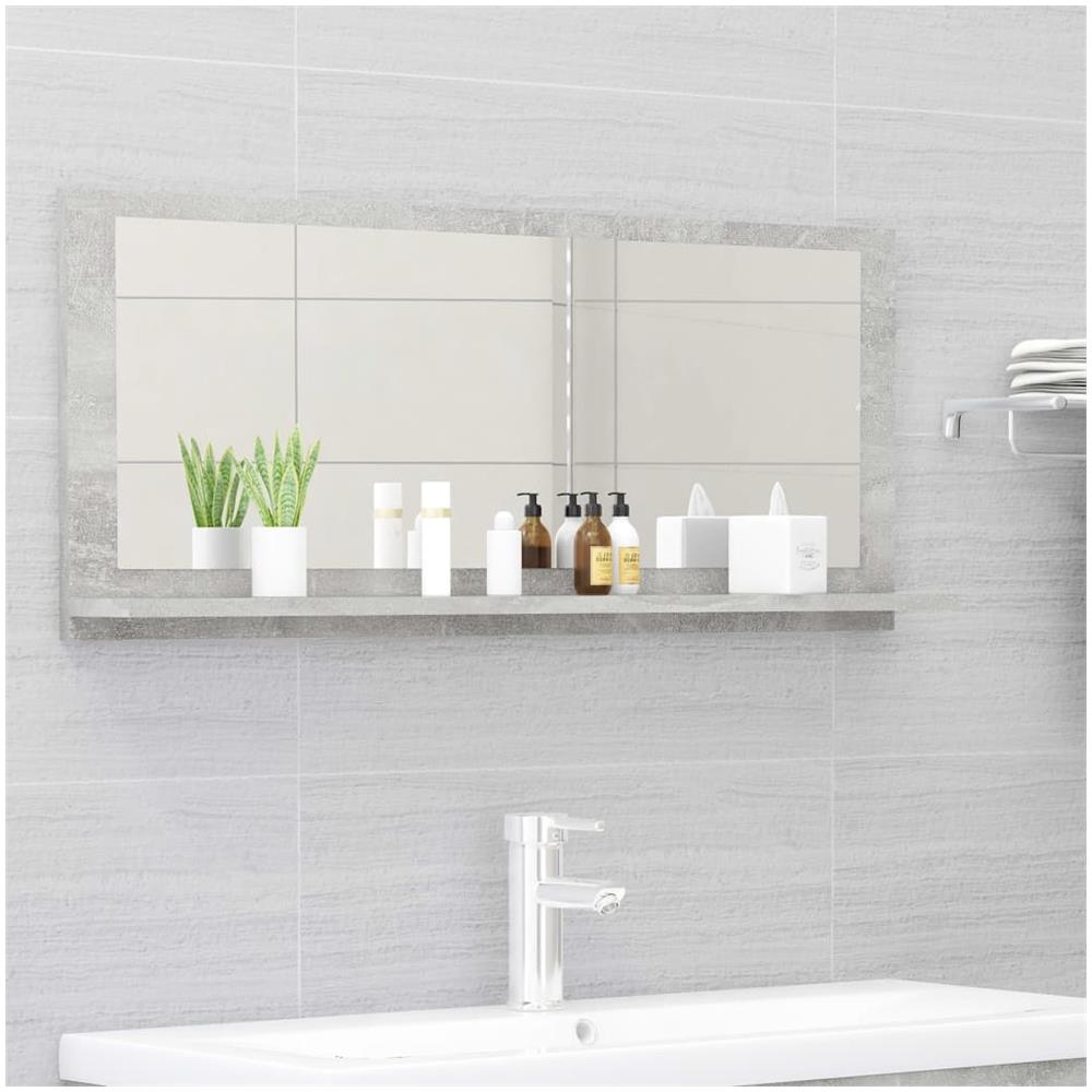 Specchio da Bagno Grigio Cemento 90x10,5x37cm Legno Multistrato - Foto 1