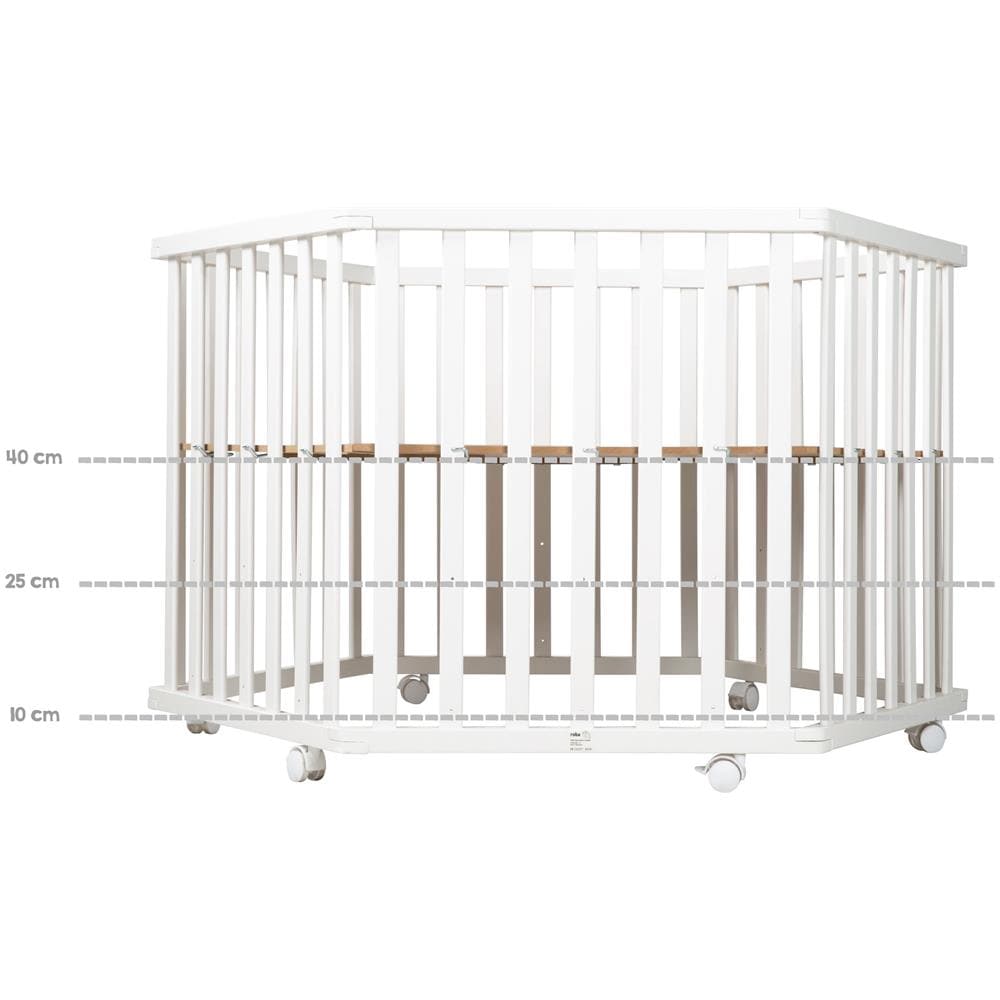 Box Per Bambini ""fox E Bunny"", Esagonale, Box Sicuro Incl. Cuscinetti Di Protezione E Ruote, Legno Bianco - Foto 3