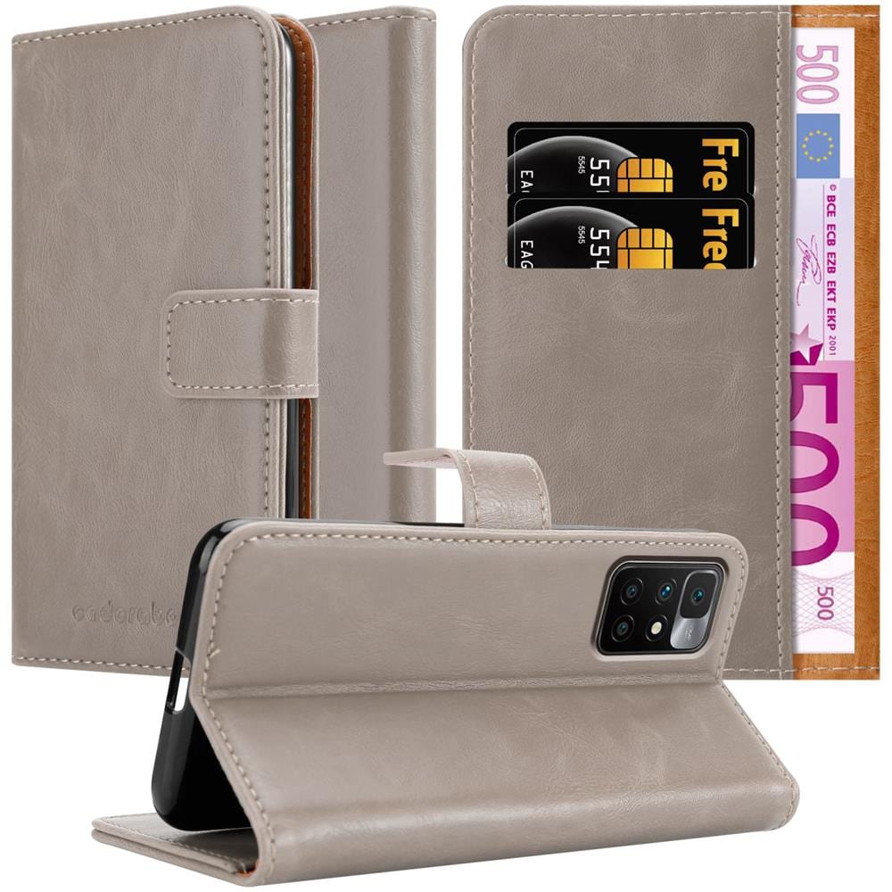 Custodia Compatibile Con Xiaomi Redmi 10 / Redmi Note 11 4g In Marrone Cappuccino - Coperchio Protettiva Con Chiusura Magnetica, Funzione Stand E Tasca Per Le Carte - Foto 1