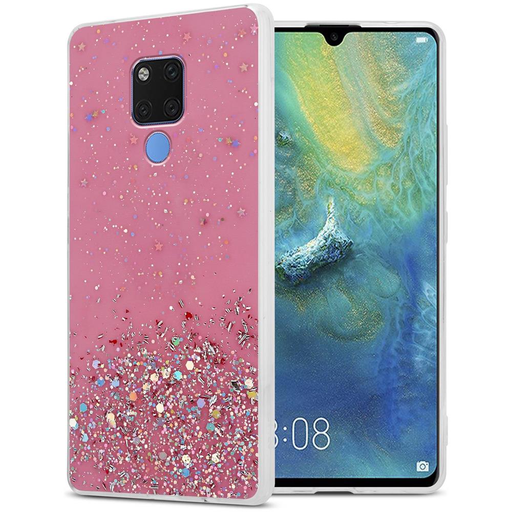 Custodia Compatibile Con Huawei Mate 20 In Rosa Con Glitter - Coperchio Protettivo In Silicone Tpu Flessibile Con Glitter Scintillanti - Foto 1