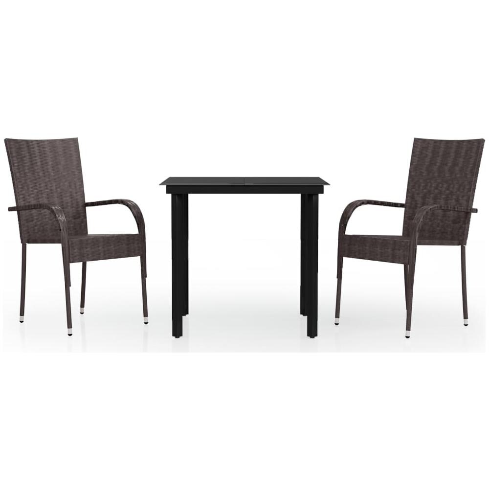 Set Da Pranzo Per Giardino 3 Pz Marrone E Nero - Foto 2