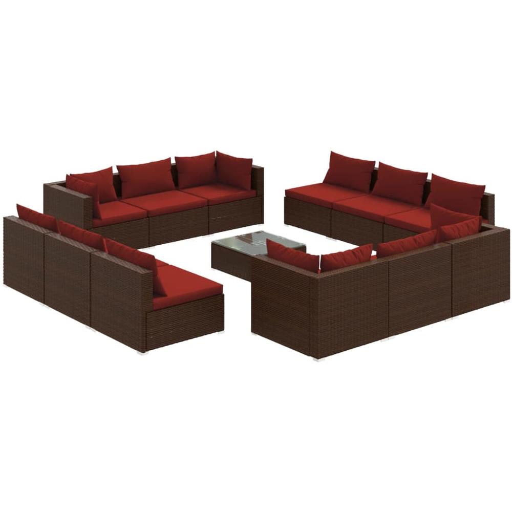 Set Divani Da Giardino 13 Pz Con Cuscini In Polyrattan Marrone - Foto 2