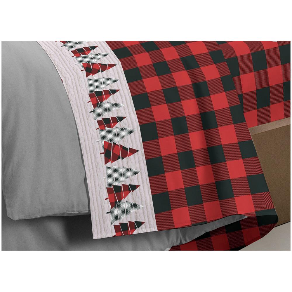 Completo Lenzuola Letto Pensieri Delicati 100% Cotone Dis. Canada Singolo Rosso - Foto 2