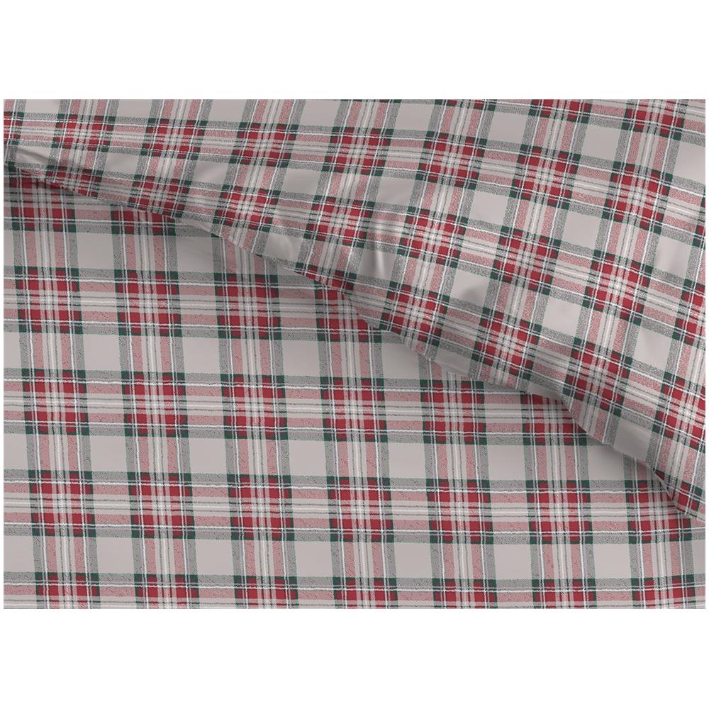 Copripiumino Sacco Piumone Cotone Flanella Pensieri Delicati Dis. Tartan Cervo Matrimoniale Rosso - Foto 7